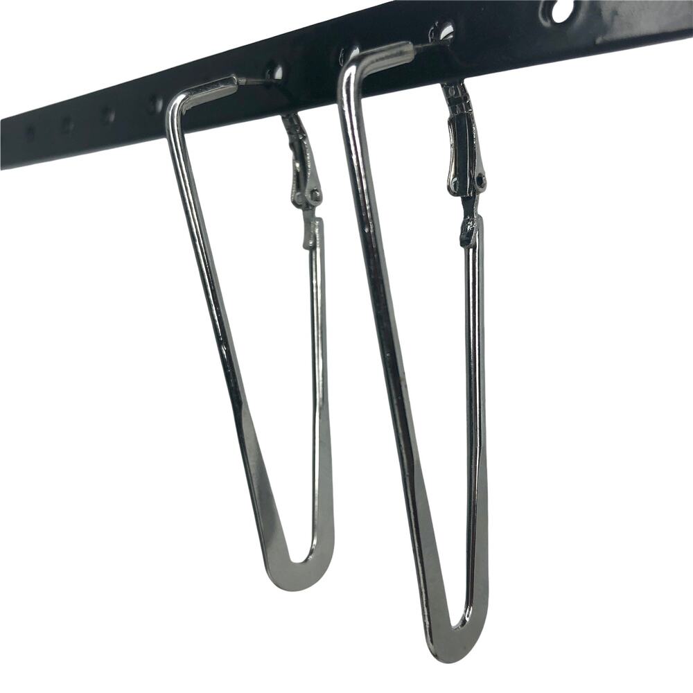 Silver V Hoop Earrings - Picture 2 of 3